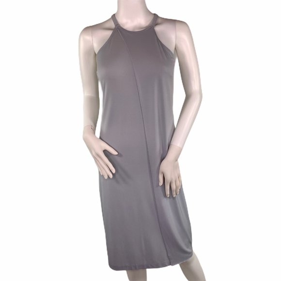 Bar III Dresses & Skirts - Bar III Gray Faux Wrap Sleeveless High Neck Dress